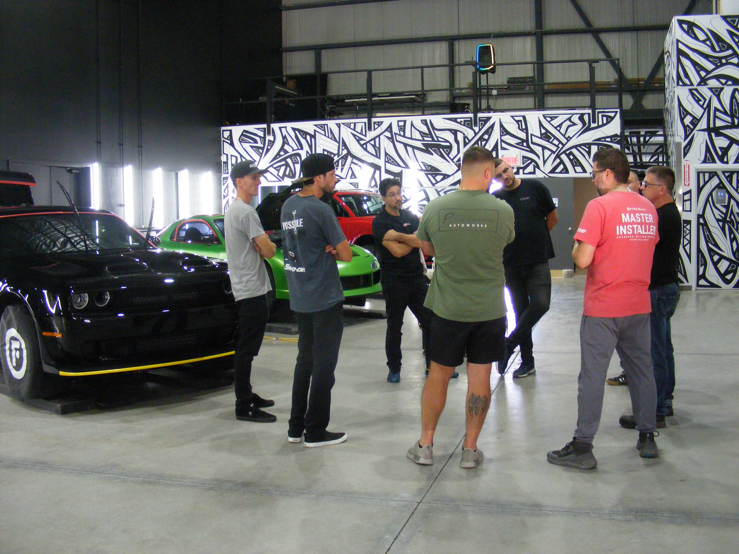Team training session in a service shop workshop